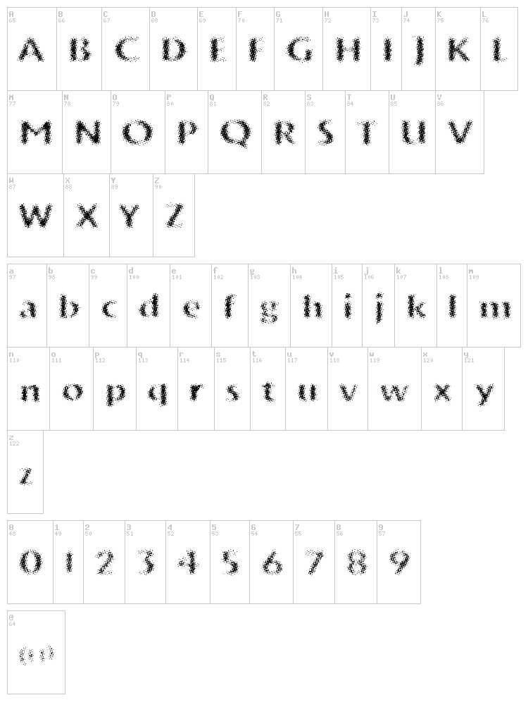 VTKS Trunkset font map